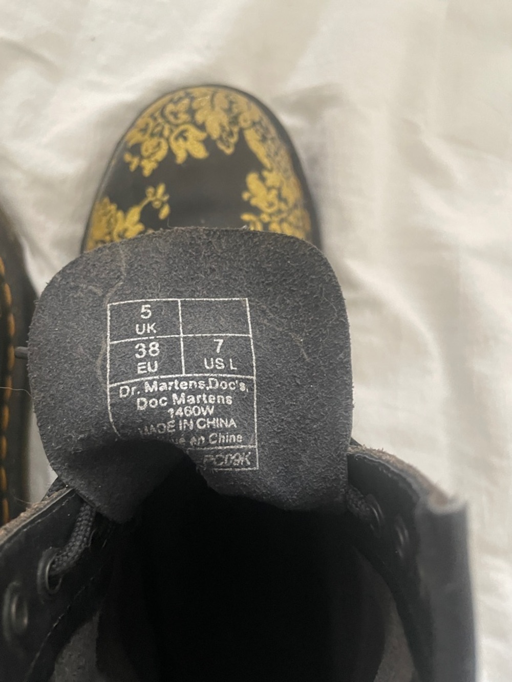 Dr. Martens Black Lace-Up Boots with Gold Floral Jacquard Detailing - Picture 5 of 5